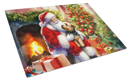 Moments with Santa Glass Cutting Board (Dog Breed: Norfolk Terrier 4144, size: large)
