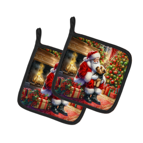 Moments with Santa Pair of Pot Holders (Dog Breed: Norfolk Terrier 4144, size: 7.5HX7.5W)