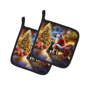 Moments with Santa Pair of Pot Holders (Dog Breed: Portuguese Water Dog 4147, size: 7.5HX7.5W)