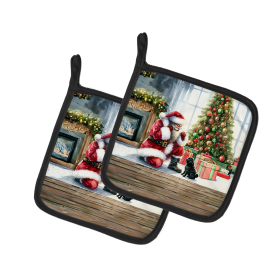 Moments with Santa Pair of Pot Holders (Dog Breed: Pug 4148, size: 7.5HX7.5W)
