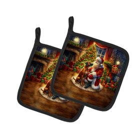 Moments with Santa Pair of Pot Holders (Dog Breed: Rhodesian Ridgeback 4150, size: 7.5HX7.5W)