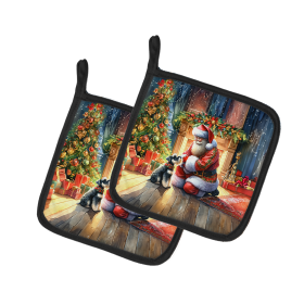 Moments with Santa Pair of Pot Holders (Dog Breed: Schnauzer 4153, size: 7.5HX7.5W)