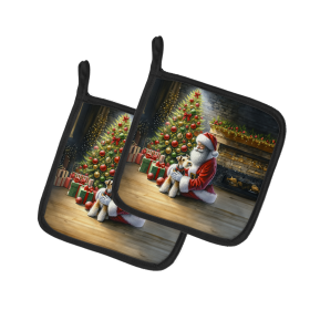 Moments with Santa Pair of Pot Holders (Dog Breed: Fox Terrier 4169, size: 7.5HX7.5W)