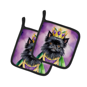 King of Mardi Gras Pair of Pot Holders (Dog Breed: Affenpinscher 4713, size: 7.5HX7.5W)
