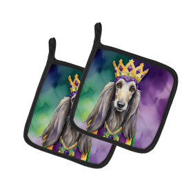 King of Mardi Gras Pair of Pot Holders (Dog Breed: Afghan Hound 4714, size: 7.5HX7.5W)