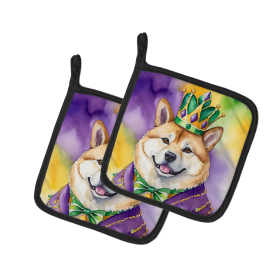 King of Mardi Gras Pair of Pot Holders (Dog Breed: Akita 4716, size: 7.5HX7.5W)