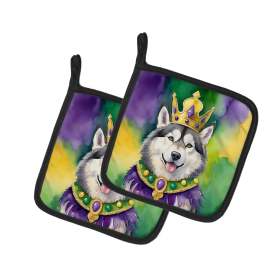 King of Mardi Gras Pair of Pot Holders (Dog Breed: Alaskan Malamute 4718, size: 7.5HX7.5W)