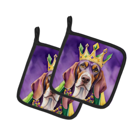King of Mardi Gras Pair of Pot Holders (Dog Breed: American English Coonhound 4720, size: 7.5HX7.5W)