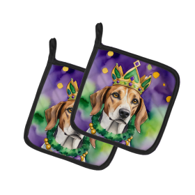 King of Mardi Gras Pair of Pot Holders (Dog Breed: American Foxhound 4722, size: 7.5HX7.5W)