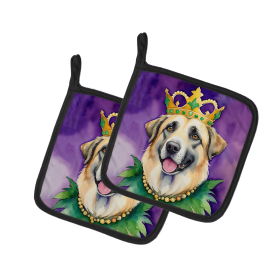 King of Mardi Gras Pair of Pot Holders (Dog Breed: Anatolian Shepherd Dog 4724, size: 7.5HX7.5W)