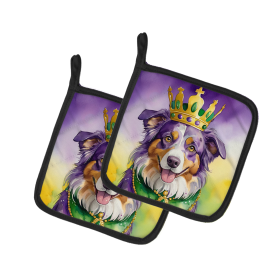 King of Mardi Gras Pair of Pot Holders (Dog Breed: Australian Shepherd 4726, size: 7.5HX7.5W)