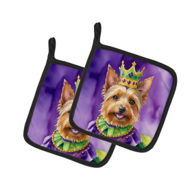 King of Mardi Gras Pair of Pot Holders (Dog Breed: Australian Terrier 4727, size: 7.5HX7.5W)