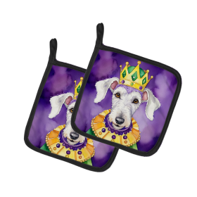 King of Mardi Gras Pair of Pot Holders (Dog Breed: Bedlington Terrier 4734, size: 7.5HX7.5W)
