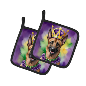 King of Mardi Gras Pair of Pot Holders (Dog Breed: Belgian Malinois 4735, size: 7.5HX7.5W)