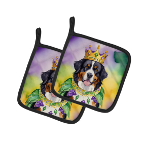 King of Mardi Gras Pair of Pot Holders (Dog Breed: Bernese Mountain Dog 4740, size: 7.5HX7.5W)