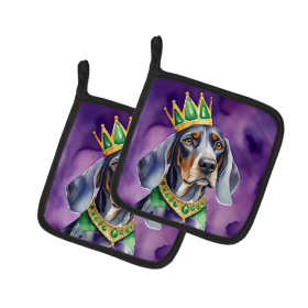 King of Mardi Gras Pair of Pot Holders (Dog Breed: Bluetick Coonhound 4744, size: 7.5HX7.5W)