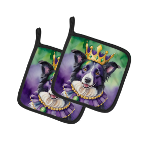 King of Mardi Gras Pair of Pot Holders (Dog Breed: Border Collie 4745, size: 7.5HX7.5W)