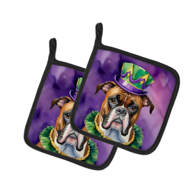 King of Mardi Gras Pair of Pot Holders (Dog Breed: Boxer 4752, size: 7.5HX7.5W)