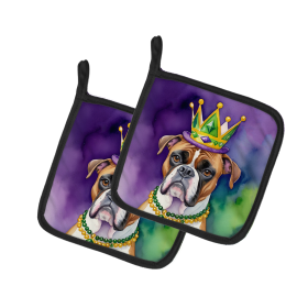 King of Mardi Gras Pair of Pot Holders (Dog Breed: Boxer 4753, size: 7.5HX7.5W)