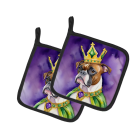King of Mardi Gras Pair of Pot Holders (Dog Breed: Boxer 4754, size: 7.5HX7.5W)