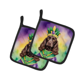 King of Mardi Gras Pair of Pot Holders (Dog Breed: Boykin Spaniel 4755, size: 7.5HX7.5W)