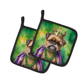King of Mardi Gras Pair of Pot Holders (Dog Breed: Brussels Griffon 4757, size: 7.5HX7.5W)