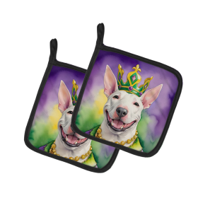 King of Mardi Gras Pair of Pot Holders (Dog Breed: Bull Terrier 4758, size: 7.5HX7.5W)