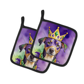 King of Mardi Gras Pair of Pot Holders (Dog Breed: Catahoula 4763, size: 7.5HX7.5W)