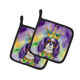 King of Mardi Gras Pair of Pot Holders (Dog Breed: Cavalier Spaniel 4765, size: 7.5HX7.5W)