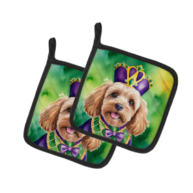 King of Mardi Gras Pair of Pot Holders (Dog Breed: Cockapoo 4770, size: 7.5HX7.5W)