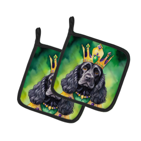 King of Mardi Gras Pair of Pot Holders (Dog Breed: Cocker Spaniel 4771, size: 7.5HX7.5W)