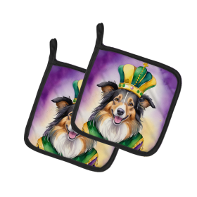 King of Mardi Gras Pair of Pot Holders (Dog Breed: Collie 4774, size: 7.5HX7.5W)