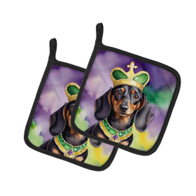 King of Mardi Gras Pair of Pot Holders (Dog Breed: Dachshund 4777, size: 7.5HX7.5W)