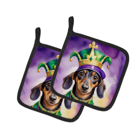 King of Mardi Gras Pair of Pot Holders (Dog Breed: Dachshund 4778, size: 7.5HX7.5W)