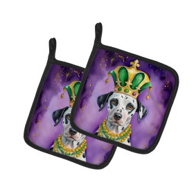 King of Mardi Gras Pair of Pot Holders (Dog Breed: Dalmatian 4779, size: 7.5HX7.5W)