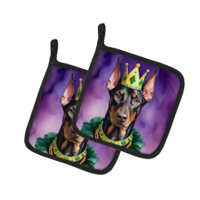 King of Mardi Gras Pair of Pot Holders (Dog Breed: Doberman Pinscher 4780, size: 7.5HX7.5W)