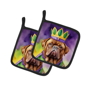King of Mardi Gras Pair of Pot Holders (Dog Breed: Dogue de Bordeaux 4781, size: 7.5HX7.5W)