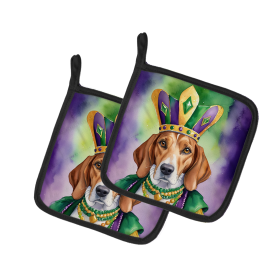 King of Mardi Gras Pair of Pot Holders (Dog Breed: English Foxhound 4787, size: 7.5HX7.5W)