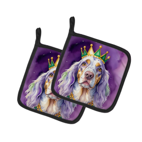 King of Mardi Gras Pair of Pot Holders (Dog Breed: English Setter 4788, size: 7.5HX7.5W)
