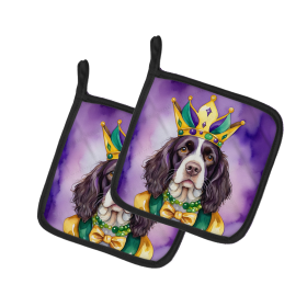King of Mardi Gras Pair of Pot Holders (Dog Breed: English Springer Spaniel 4789, size: 7.5HX7.5W)