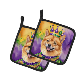 King of Mardi Gras Pair of Pot Holders (Dog Breed: Finnish Spitz 4790, size: 7.5HX7.5W)