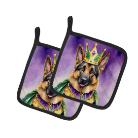 King of Mardi Gras Pair of Pot Holders (Dog Breed: German Shepherd 4797, size: 7.5HX7.5W)