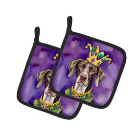 King of Mardi Gras Pair of Pot Holders (Dog Breed: German Shorthaired Pointer 4798, size: 7.5HX7.5W)