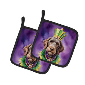 King of Mardi Gras Pair of Pot Holders (Dog Breed: German Wirehaired Pointer 4799, size: 7.5HX7.5W)