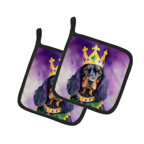 King of Mardi Gras Pair of Pot Holders (Dog Breed: Gordon Setter 4803, size: 7.5HX7.5W)