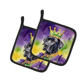 King of Mardi Gras Pair of Pot Holders (Dog Breed: Great Dane 4805, size: 7.5HX7.5W)