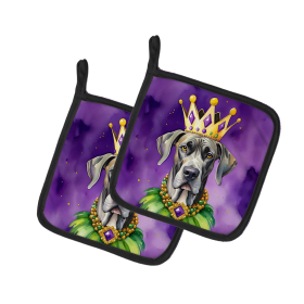 King of Mardi Gras Pair of Pot Holders (Dog Breed: Great Dane 4806, size: 7.5HX7.5W)