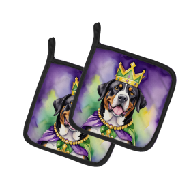 King of Mardi Gras Pair of Pot Holders (Dog Breed: Greater Swiss Mountain Dog 4808, size: 7.5HX7.5W)