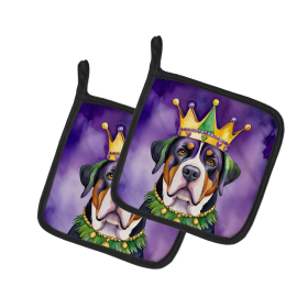 King of Mardi Gras Pair of Pot Holders (Dog Breed: Greater Swiss Mountain Dog 4809, size: 7.5HX7.5W)