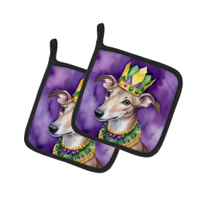 King of Mardi Gras Pair of Pot Holders (Dog Breed: Greyhound 4810, size: 7.5HX7.5W)